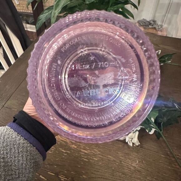 Starbucks Tumbler Venti 24 Oz. Cold Beverage Cup w/ Straw Bling Crystal Lavender - Picture 5 of 9